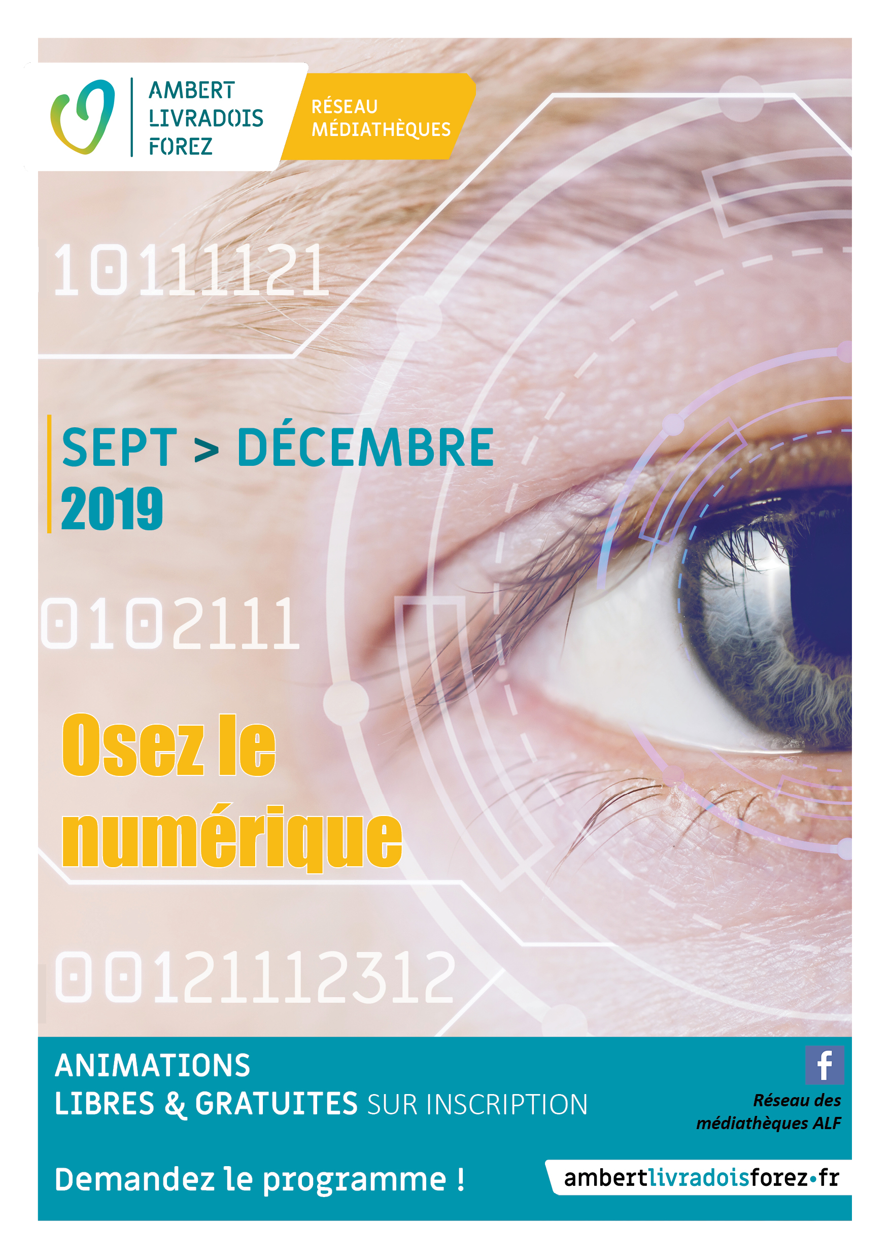 Gros plan d'un oeil avec lignes de chiffres