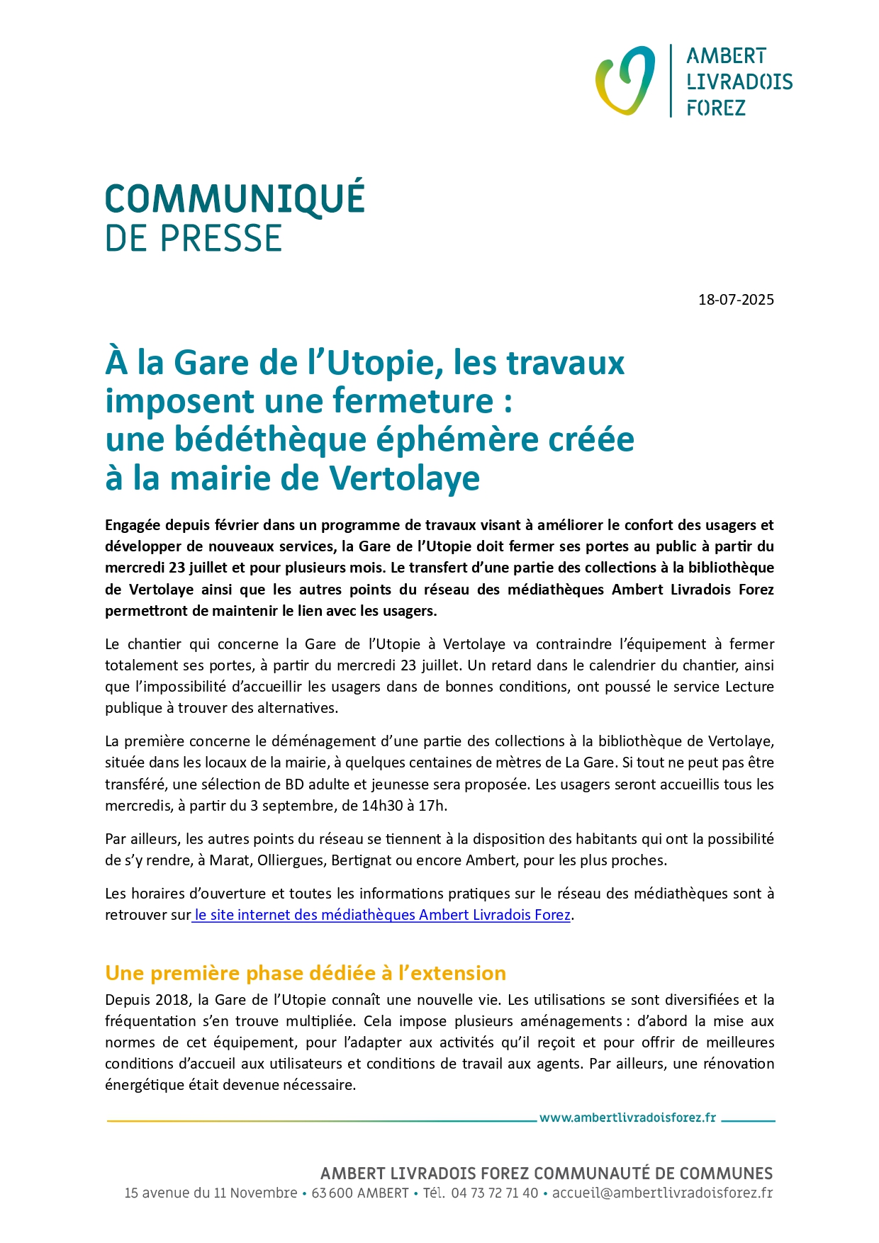 communiqué de presse