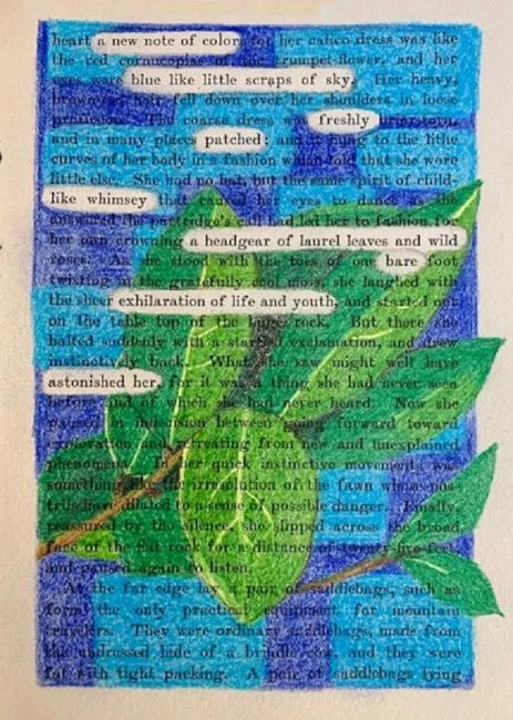 un exemple de blackoutpoetry illustré de feuilles vertes