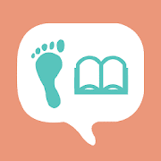 dessin d'une empreinte de pied et d'un livre dans une bulle de dialogue
