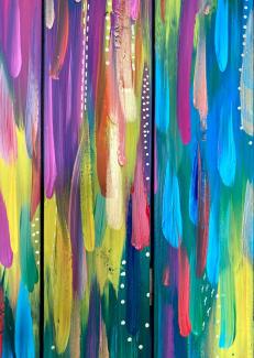 peinture dans les tons bleus et violets