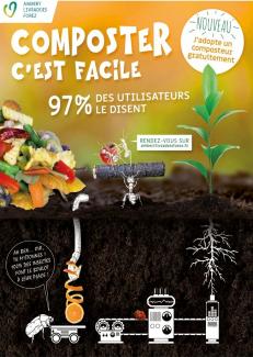 affiche orange et verte portant le texte composter c'est facile