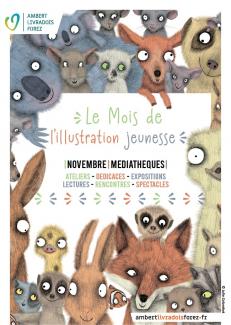 affiche de la manifestation illustrée par les animaux de Julie Colombet