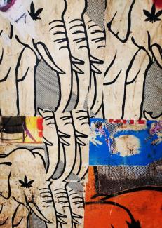 collage de street art représentant des éléphants