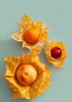 photo de fruits dans des emballages réutilisables