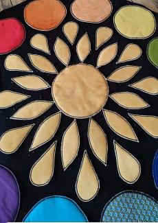 détail d'un tapis de lecture en tissu